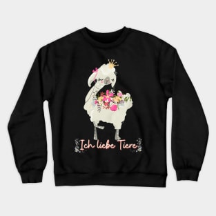 Alpaka Liebe Tiere Prinzessin Blumen Süß.png Crewneck Sweatshirt